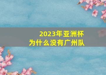 2023年亚洲杯为什么没有广州队