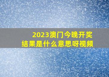 2023澳门今晚开奖结果是什么意思呀视频