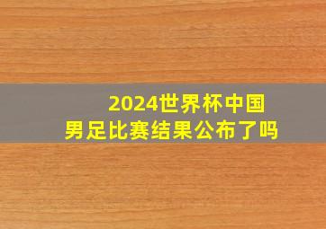 2024世界杯中国男足比赛结果公布了吗