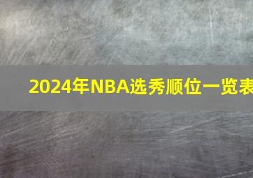 2024年NBA选秀顺位一览表