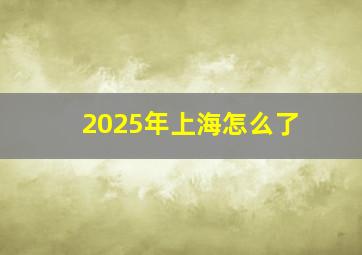 2025年上海怎么了