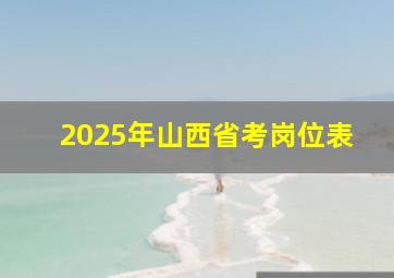 2025年山西省考岗位表