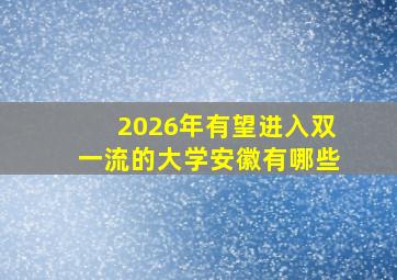 2026年有望进入双一流的大学安徽有哪些