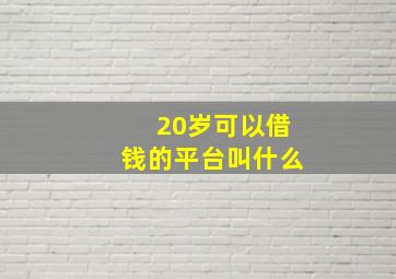 20岁可以借钱的平台叫什么