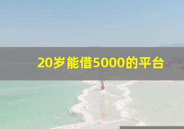 20岁能借5000的平台