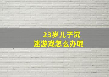 23岁儿子沉迷游戏怎么办呢