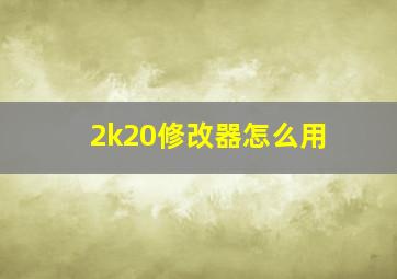 2k20修改器怎么用