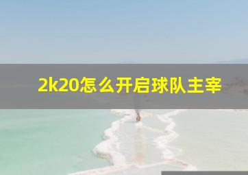 2k20怎么开启球队主宰