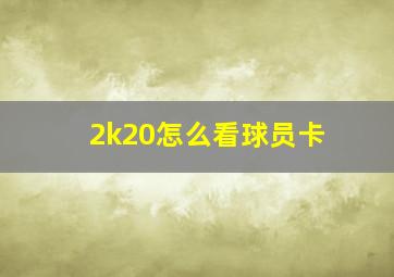 2k20怎么看球员卡