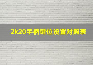 2k20手柄键位设置对照表