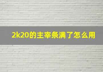 2k20的主宰条满了怎么用