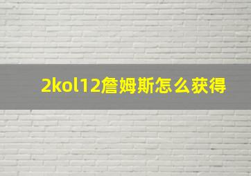 2kol12詹姆斯怎么获得