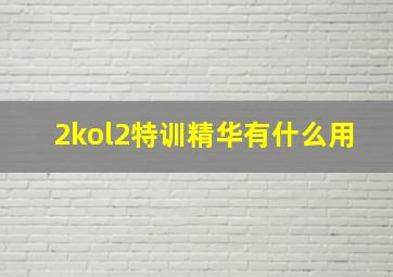 2kol2特训精华有什么用