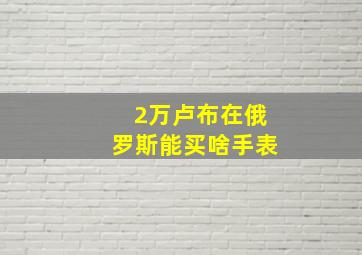 2万卢布在俄罗斯能买啥手表