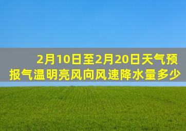 2月10日至2月20日天气预报气温明亮风向风速降水量多少