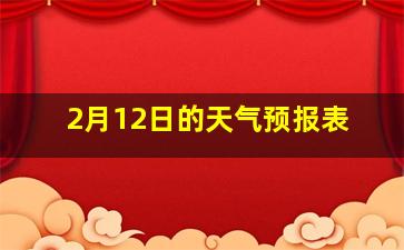 2月12日的天气预报表