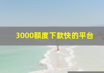 3000额度下款快的平台