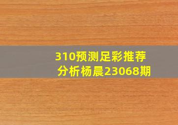 310预测足彩推荐分析杨晨23068期