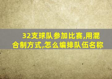 32支球队参加比赛,用混合制方式,怎么编排队伍名称