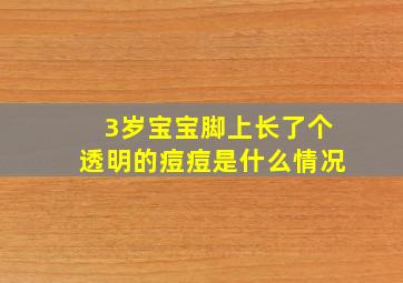 3岁宝宝脚上长了个透明的痘痘是什么情况