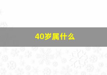 40岁属什么