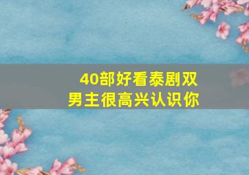 40部好看泰剧双男主很高兴认识你