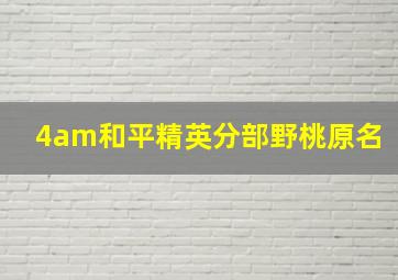 4am和平精英分部野桃原名