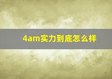 4am实力到底怎么样