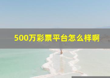 500万彩票平台怎么样啊