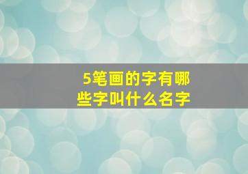 5笔画的字有哪些字叫什么名字