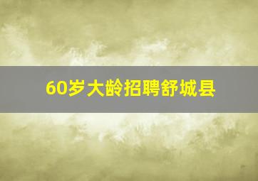 60岁大龄招聘舒城县