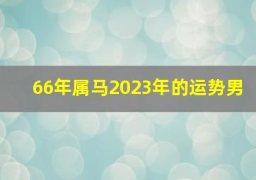 66年属马2023年的运势男