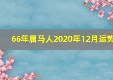 66年属马人2020年12月运势