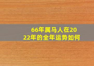 66年属马人在2022年的全年运势如何