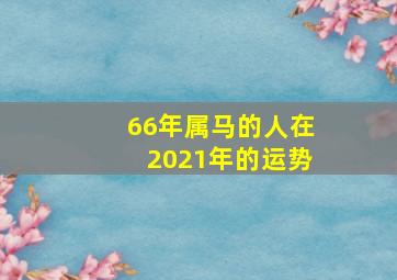 66年属马的人在2021年的运势