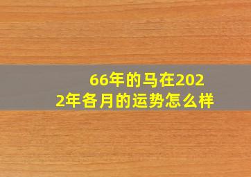 66年的马在2022年各月的运势怎么样