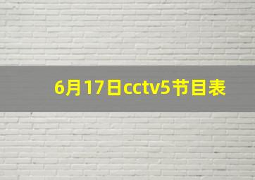 6月17日cctv5节目表