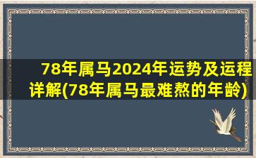 78年属马2024年运势及运程详解(78年属马最难熬的年龄)