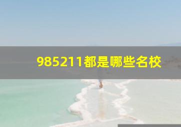 985211都是哪些名校