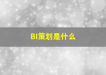 BI策划是什么