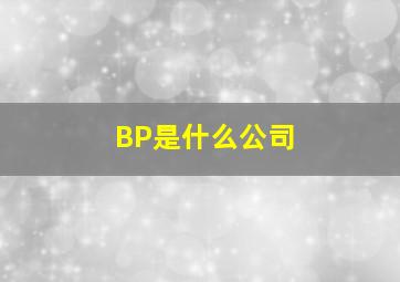 BP是什么公司