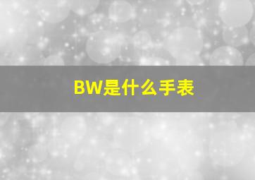 BW是什么手表