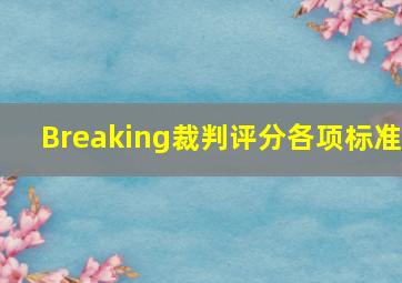 Breaking裁判评分各项标准