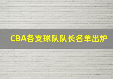 CBA各支球队队长名单出炉