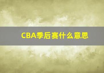 CBA季后赛什么意思