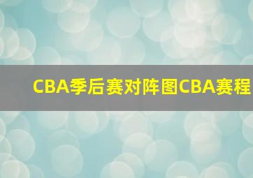 CBA季后赛对阵图CBA赛程