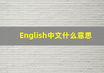 English中文什么意思