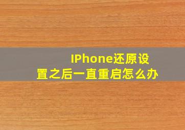 IPhone还原设置之后一直重启怎么办