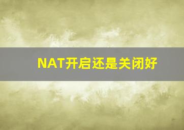 NAT开启还是关闭好