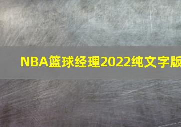 NBA篮球经理2022纯文字版